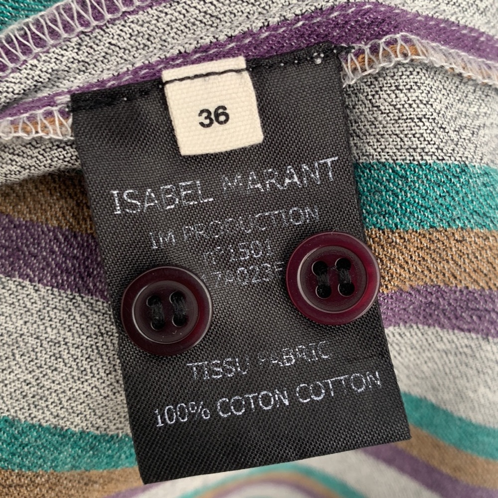 Isabel Marant Striped Midi Dress in Teal, Purple, Brown - Picture 7 of 14